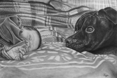 Portrait Baby und Hund